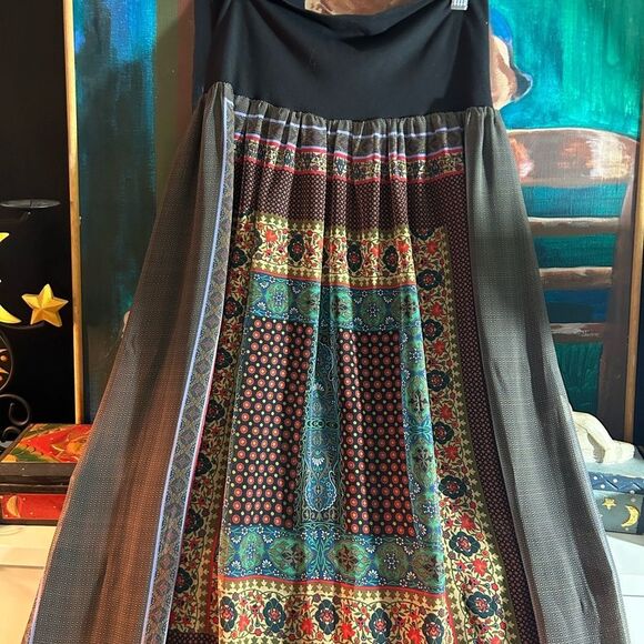 Anthropologie Dream Daily Colorful Patchwork A-Line Skirt Large - Picture 3 of 16